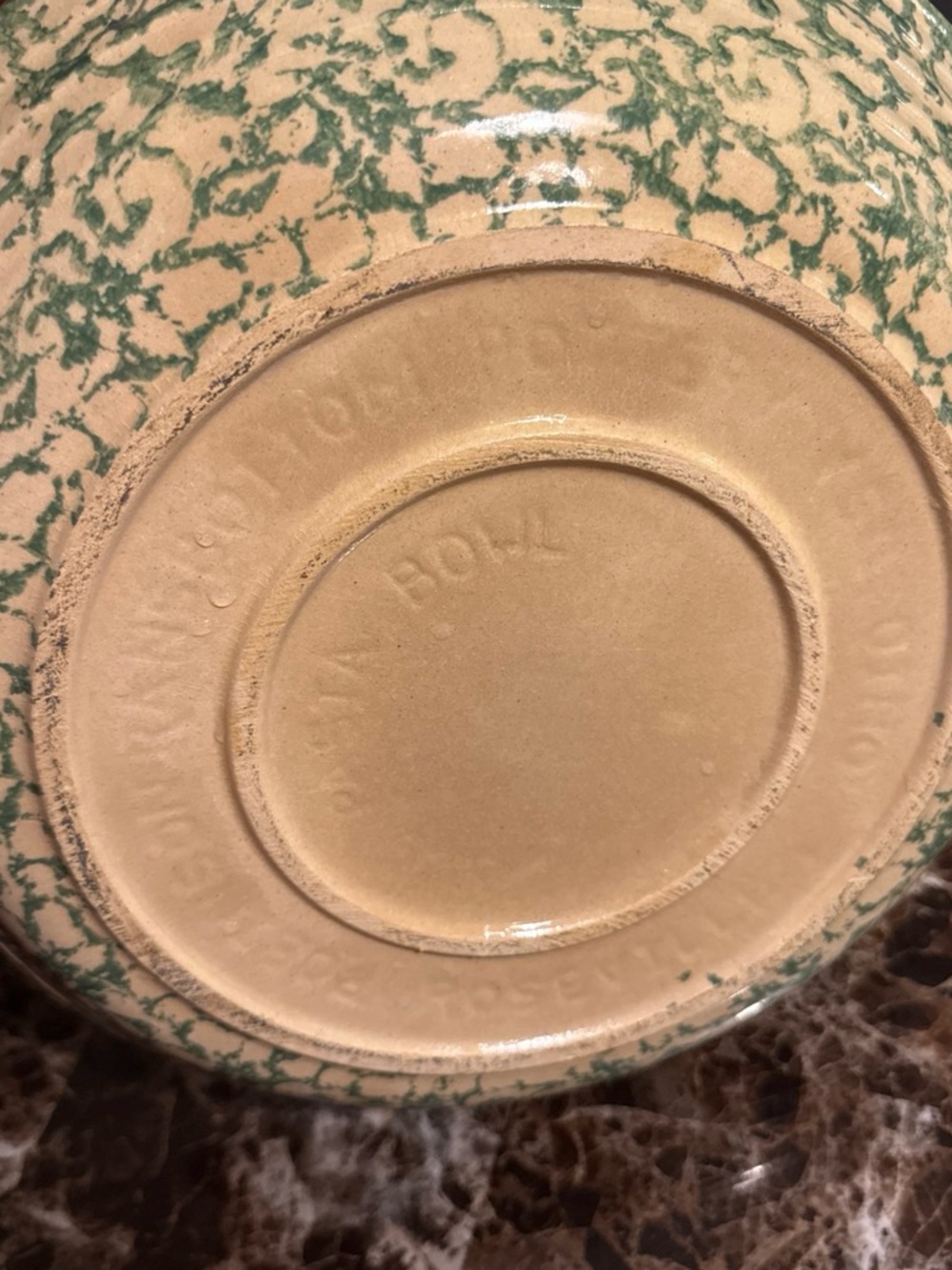 Green Splatter Ceramic Bowl by McCoy Pottery